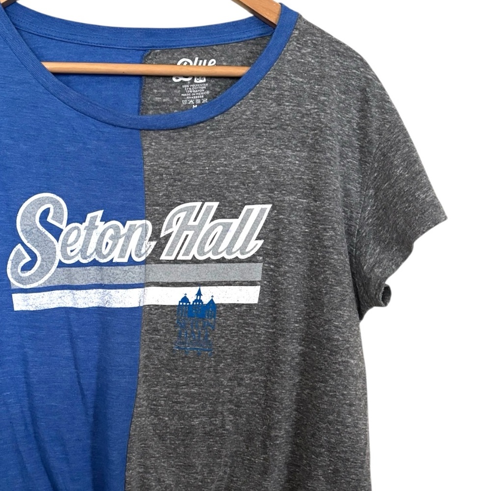 💥 Seton Hall Grey & Blue Tie Front Scoop Neck Top